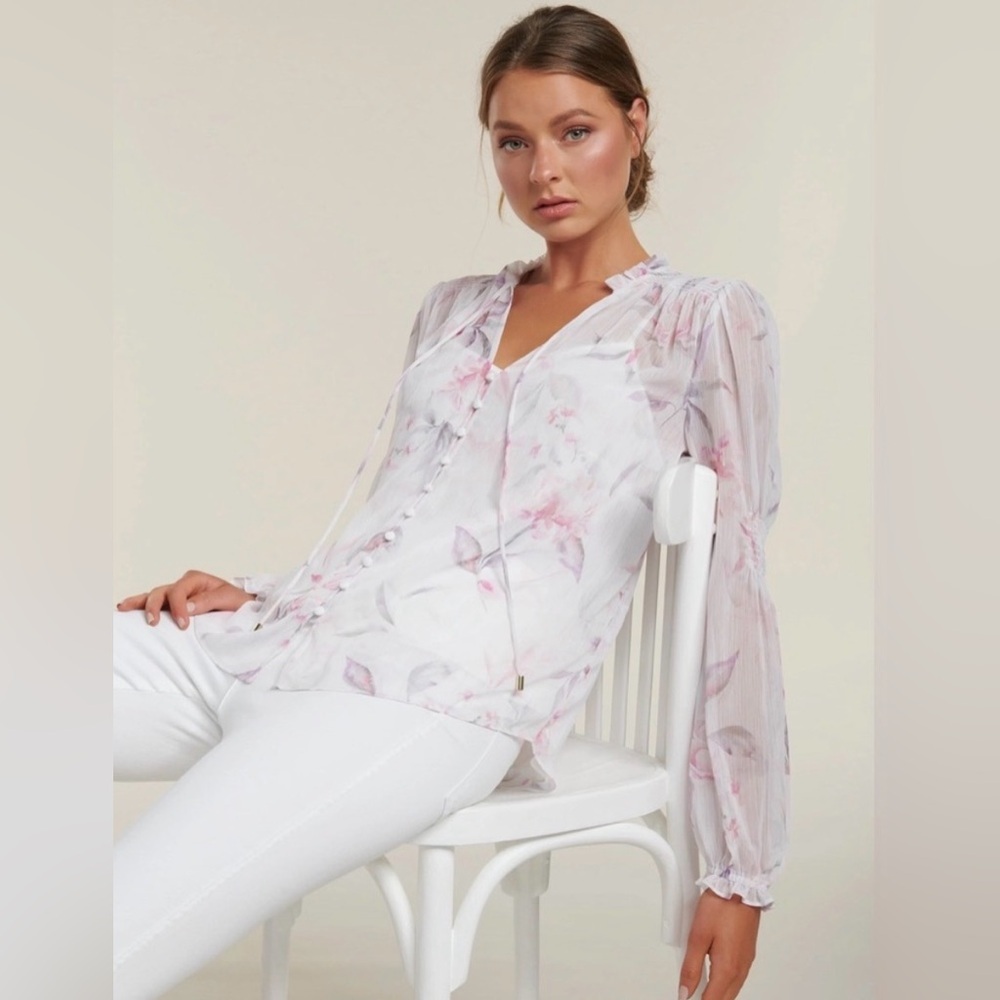 Evernew Mishca blouse shirred floral V Neck Melbourne